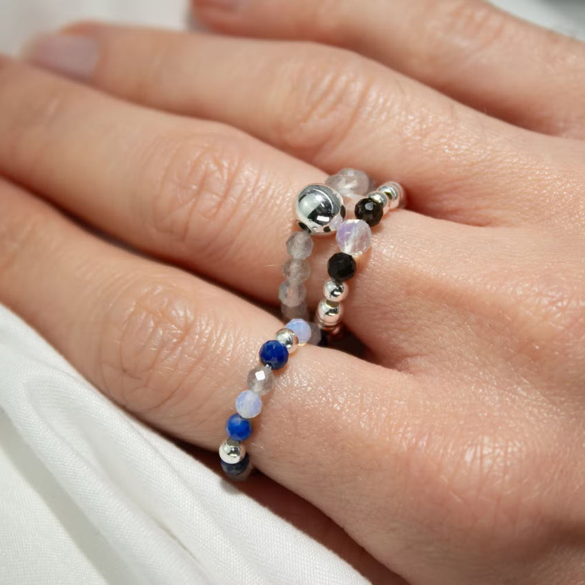 Set de 3 Inele cu Pietre Semiprețioase-Luminile Nordului