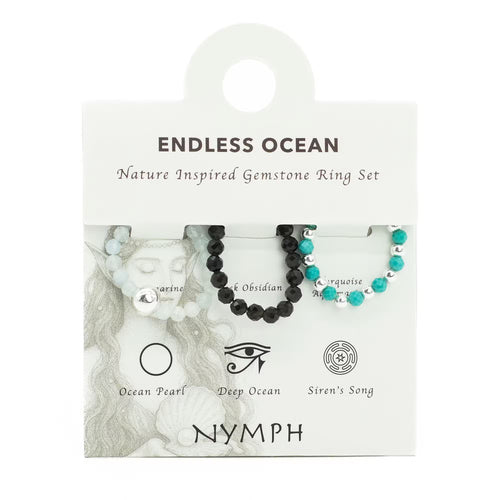 Set de 3 Inele cu Pietre Semiprețioase-Ocean Nesfârșit