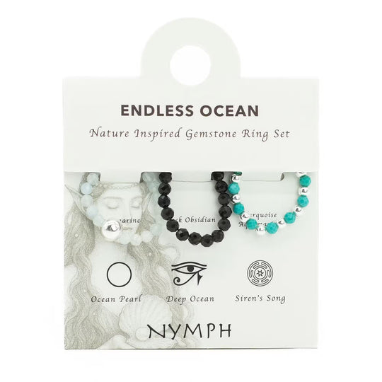 Set de 3 Inele cu Pietre Semiprețioase-Ocean Nesfârșit