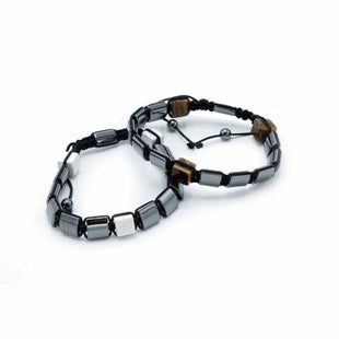 Brățara Shamballa din Hematit Magnetic - Cuburi – Jasp Alb