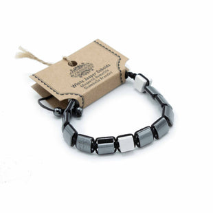 Brățara Shamballa din Hematit Magnetic - Cuburi – Jasp Alb