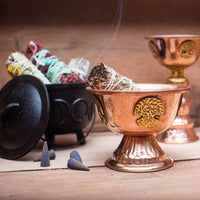 Pahar Ritual Antic din Cupru cu Lună Triplă 8x13cm