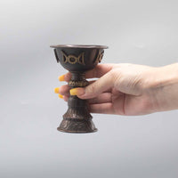 Pahar Ritual Antic din Cupru cu Lună Triplă 8x13cm