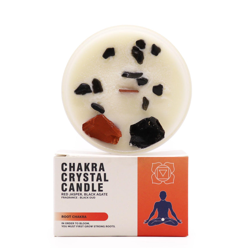 Lumânare Chakra cu Pietre Prețioase - Chakra Rădăcină