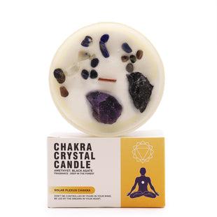 Lumânare Chakra cu Pietre Prețioase - Chakra Plexului Solar