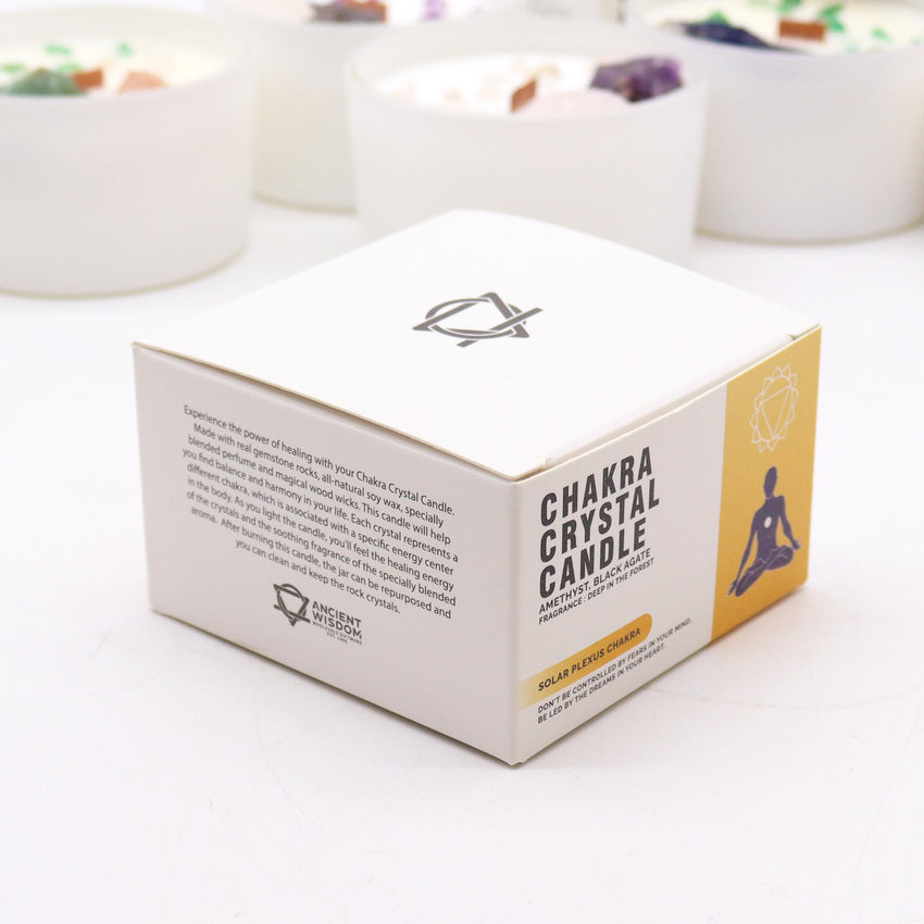 Lumânare Chakra cu Pietre Prețioase - Chakra Plexului Solar