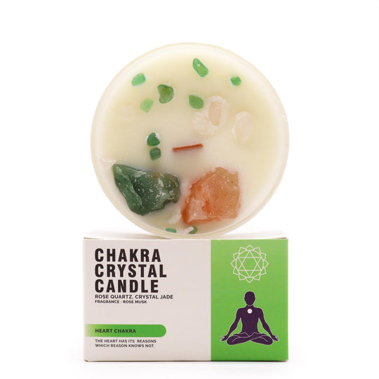 Lumânare Chakra cu Pietre Prețioase - Chakra Inimii