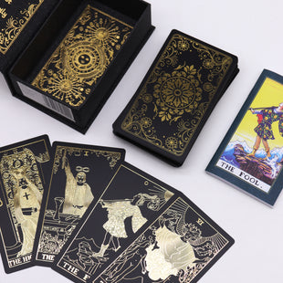 Set de Cărți de Tarot și Carte cu Folie Aurie - Cutie Cadou