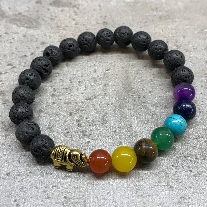 Brățară Piatră Lavă - Chakra/Elefant