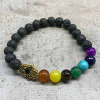 Brățară Piatră Lavă - Chakra/Hamsa