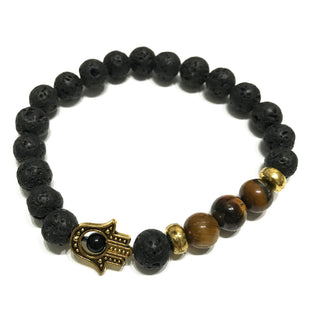 Bratara Piatra Lava - Hamsa/ Ochi de Tigru - Curaj si forta