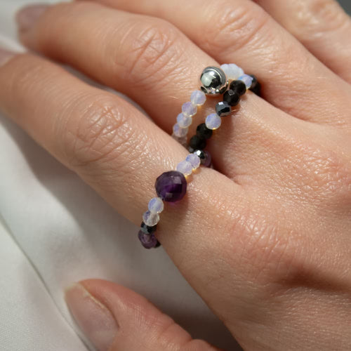 Set de 3 Inele cu Pietre Semiprețioase-Lună Plină
