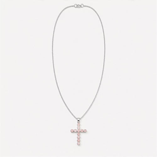 Crucifix cu cuarț roz