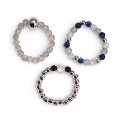 Set de 3 Inele cu Pietre Semiprețioase-Luminile Nordului