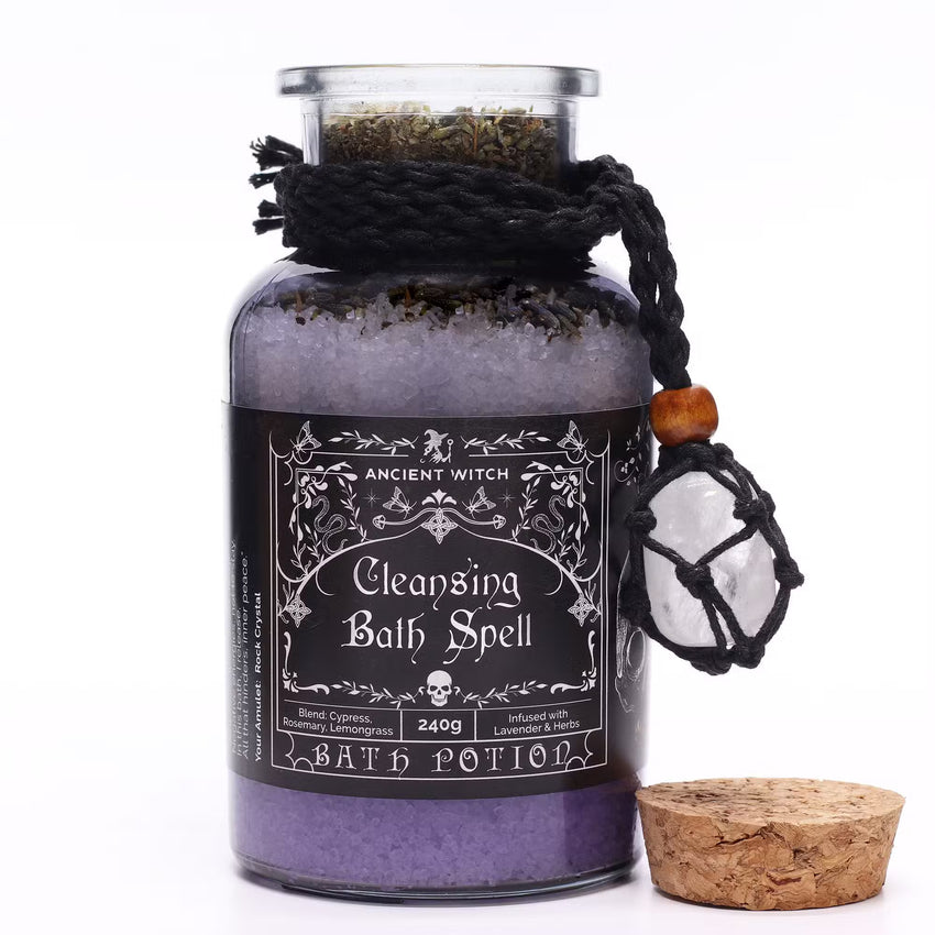 Sare de Baie Ancient Witch și Pandantiv cu Cristal de Stâncă – Purificare